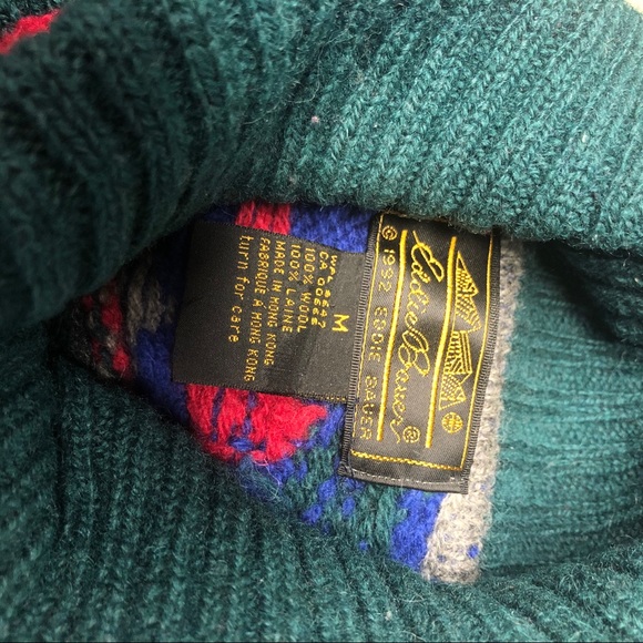 Eddie Bauer Moose Turtleneck Knit Wool Sweater - Picture 6 of 9